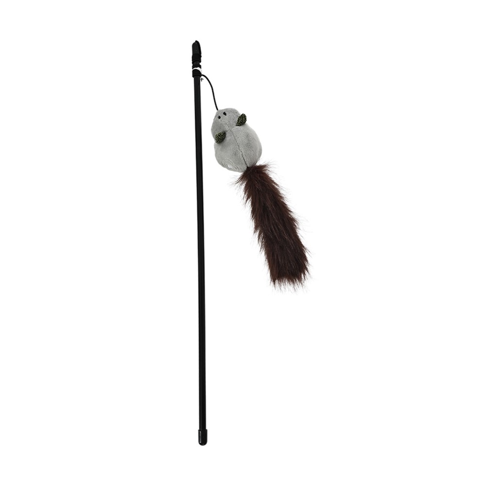 Игрушка для кошек Foxie Дразнилка Мышка плюшевая с меховым хвостом и кошачьей мятой 20х5х5см